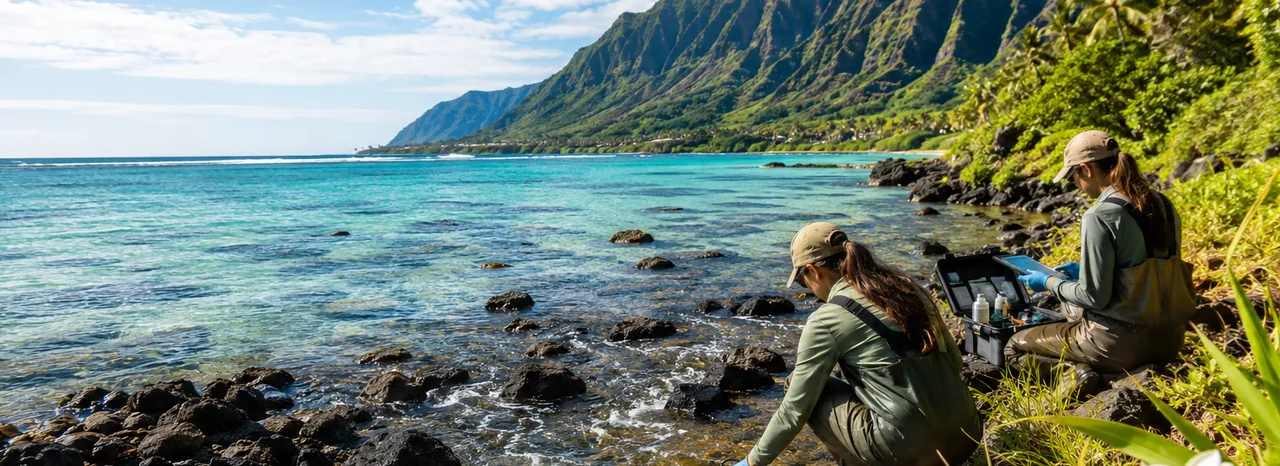 Environmental field science on a Hawaiian coast.
