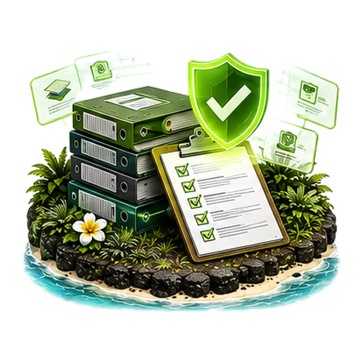 Planning & Compliance — tropical isometric service icon