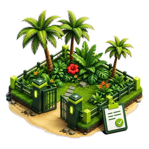 Right-of-Entry & Land Access — tropical isometric service icon