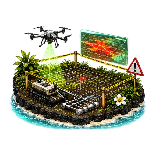 UXO / Munitions Response — tropical isometric service icon