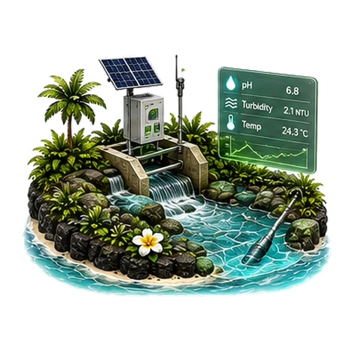 Water Resources & Monitoring — tropical isometric service icon